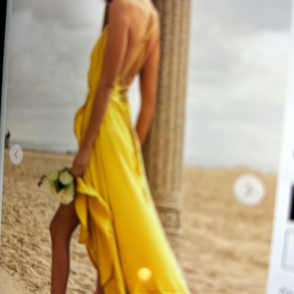 Lulu's Yellow High-Low Ruffle Wrap Maxi Dress - Picture 3 of 12